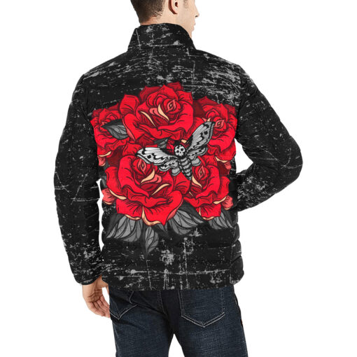 Dead Head Moth Over Roses Men's Padded Jacket - Image 4