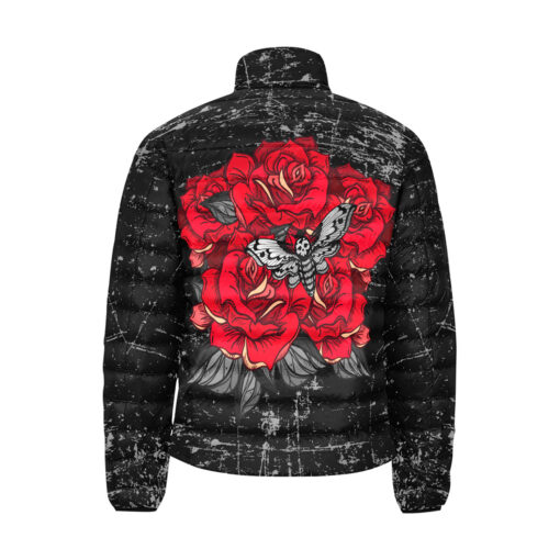 Dead Head Moth Over Roses Men's Padded Jacket - Image 2