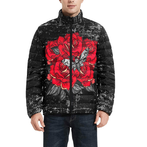 Dead Head Moth Over Roses Men's Padded Jacket - Image 3