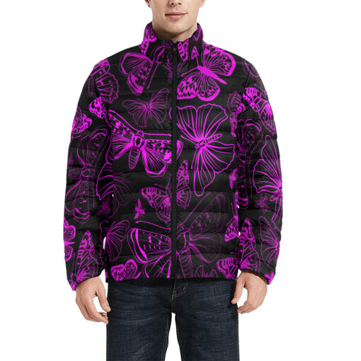 Pink Butterflies Men's Padded Jacket - Image 3