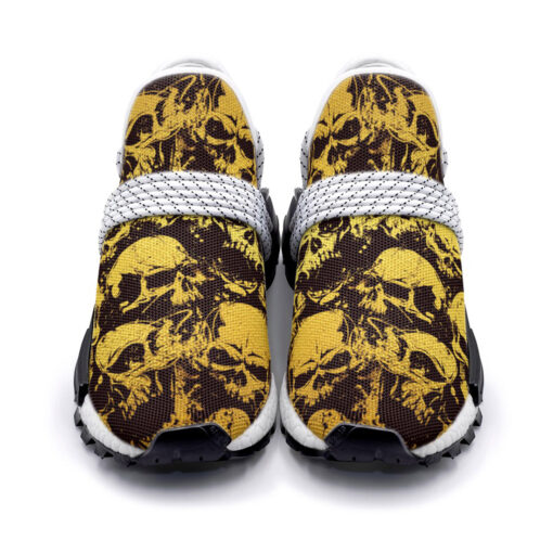 Golden Grunge Skulls Mesh Sneakers - Image 4