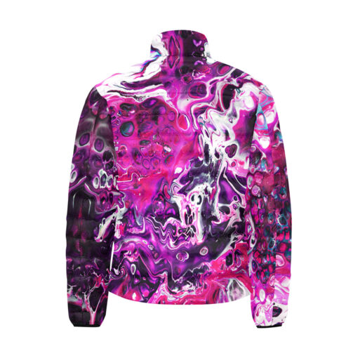 Purple Acrylic Marble Men's Padded Jacket - Image 2