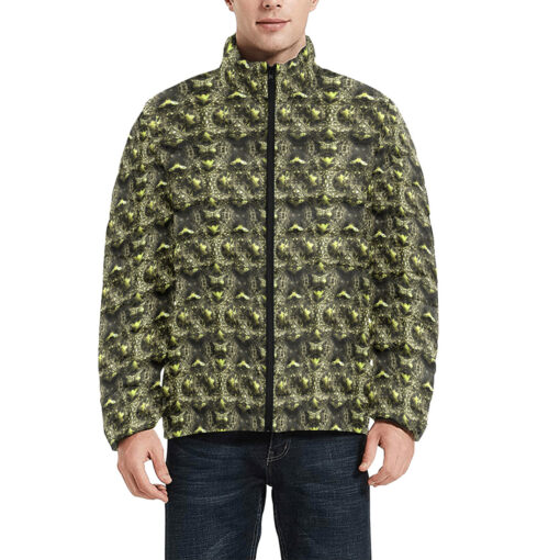 Green Alligator Texture Men's Padded Jacket - Image 3