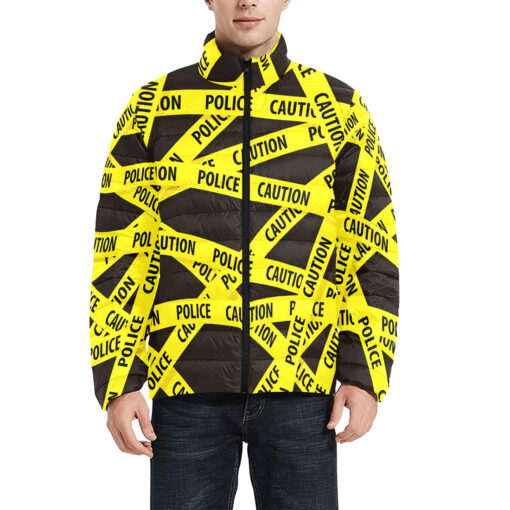 Police Tape Caution Men's Padded Jacket - Image 3