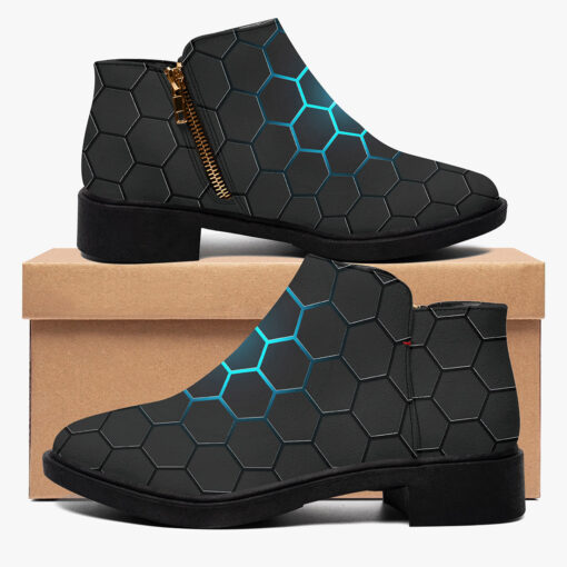 Dark Gray Hexagons Fashion Boots - Image 2