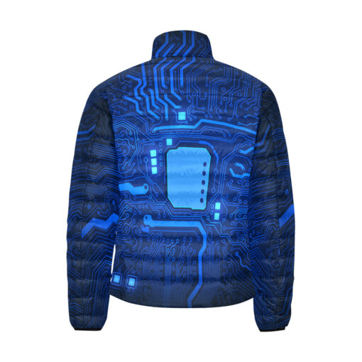 Computer Circuit Board Men's Padded Jacket - Image 2