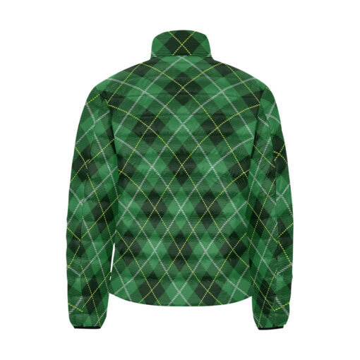 Green Tartan Plaid Men's Padded Jacket - Image 2