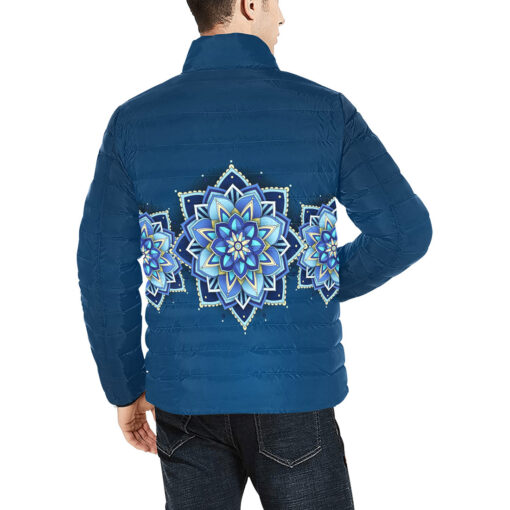 Blue Mandala Men's Padded Jacket - Image 4