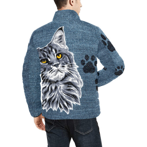 Maine Coon Cat Men's Padded Jacket - Image 4