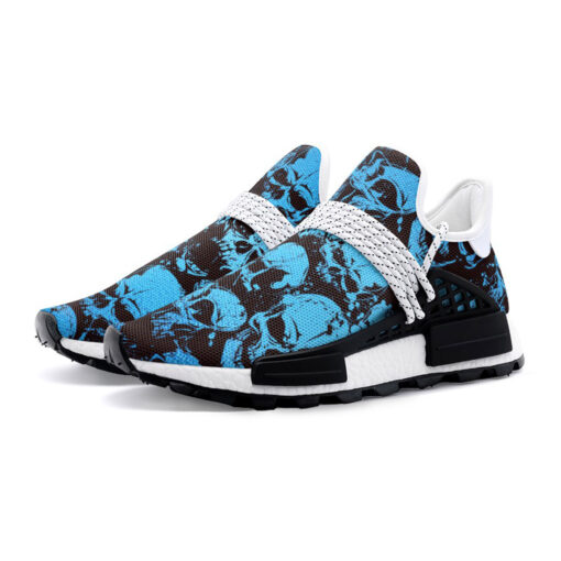 Blue Grunge Skulls Mesh Sneakers - Image 2