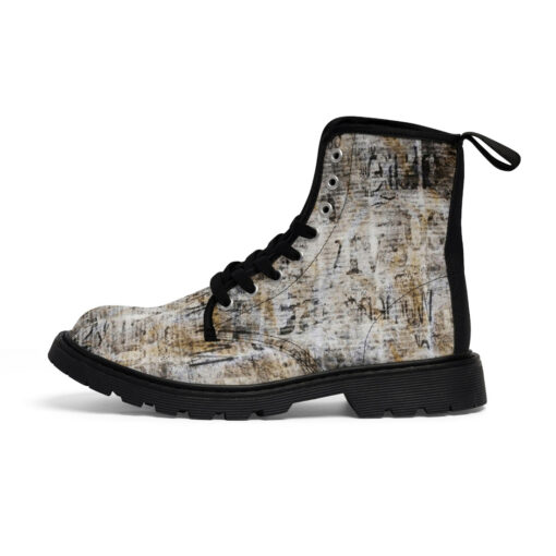 Grunge Vintage Newspaper Unisex Canvas Boots - Image 2