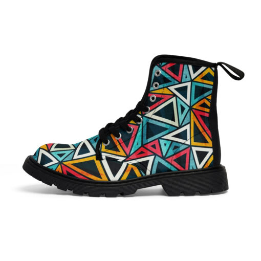 Colorful Triangles Art Unisex Canvas Boots - Image 2