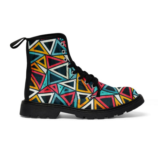 Colorful Triangles Art Unisex Canvas Boots - Image 3