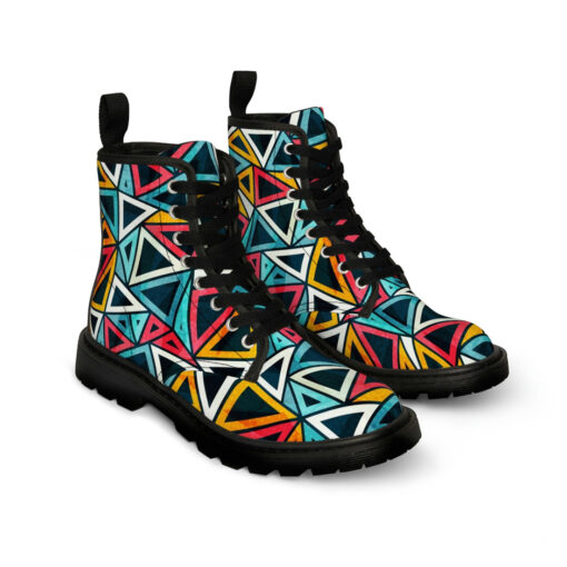 Colorful Triangles Art Unisex Canvas Boots