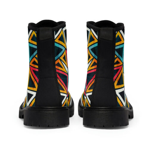 Colorful Triangles Art Unisex Canvas Boots - Image 5