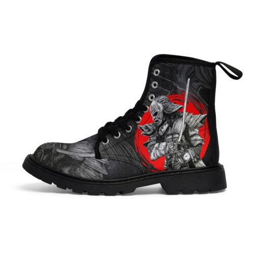 Fantasy Samurai in Helmet Unisex Canvas Boots - Image 2