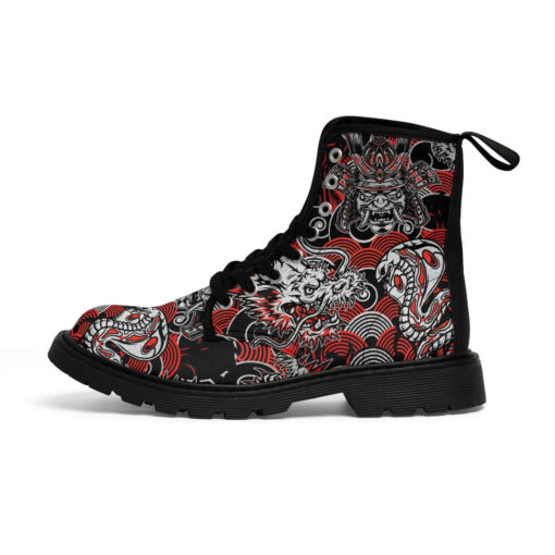 Fantasy Dragon Samurai Snake Unisex Canvas Boots - Image 2