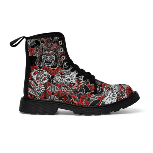 Fantasy Dragon Samurai Snake Unisex Canvas Boots - Image 3