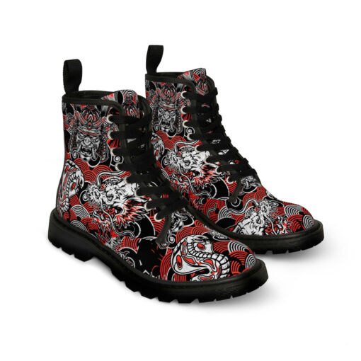 Fantasy Dragon Samurai Snake Unisex Canvas Boots