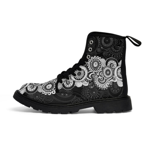 Paisley Henna Mehndi Ornament Unisex Canvas Boots - Image 2