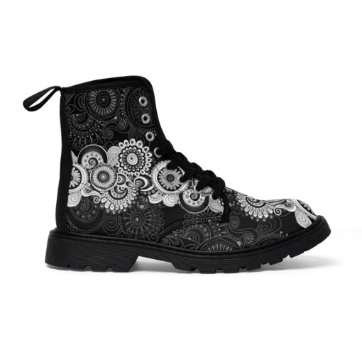 Paisley Henna Mehndi Ornament Unisex Canvas Boots - Image 3