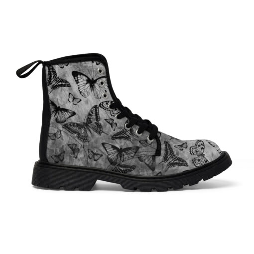 Black Butterflies Unisex Canvas Boots - Image 3