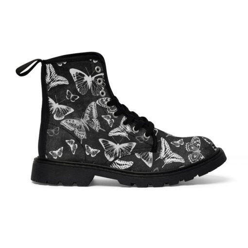 White Butterflies Unisex Canvas Boots - Image 3