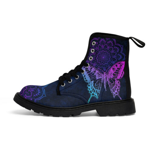 Neon Mandala And Butterfly Unisex Canvas Boots - Image 2