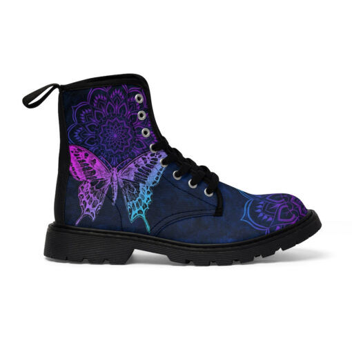 Neon Mandala And Butterfly Unisex Canvas Boots - Image 3