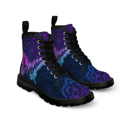 Neon Mandala And Butterfly Unisex Canvas Boots