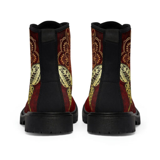 Golden Butterfly on Red Unisex Canvas Boots - Image 5