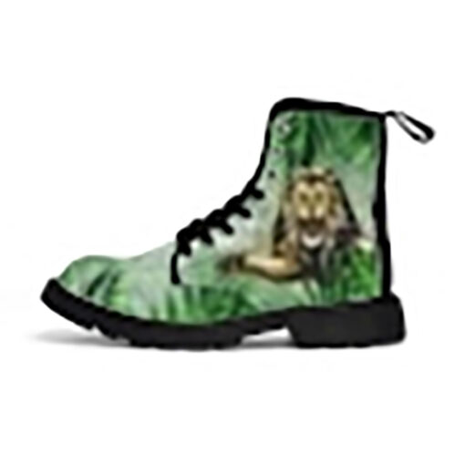 Lion Jumping from Jungle Unisex Canvas Boots - Image 2