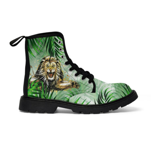 Lion Jumping from Jungle Unisex Canvas Boots - Image 3