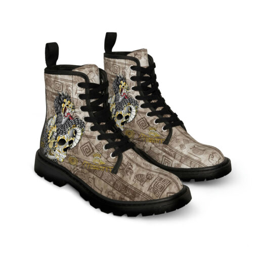 Aztec Gold Skull Canvas Boots