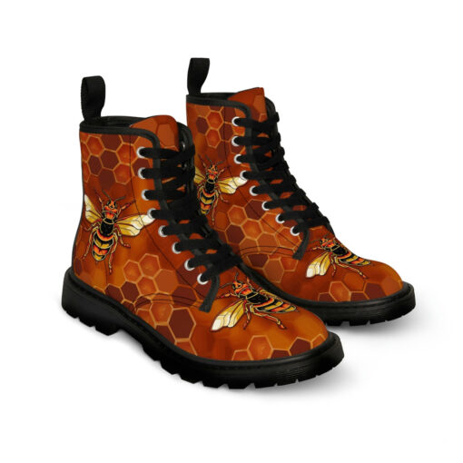 Bee Hexagons Art Canvas Boots