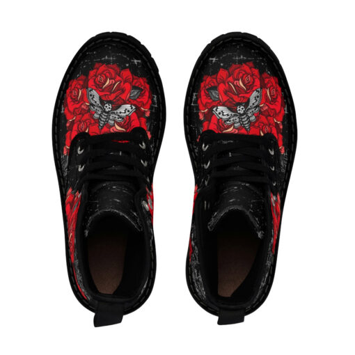 Dead Head Moth Over Roses Canvas Boots - Image 4