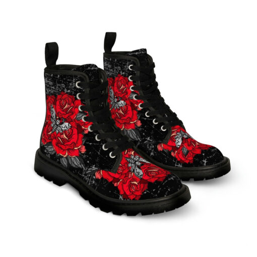 Dead Head Moth Over Roses Canvas Boots