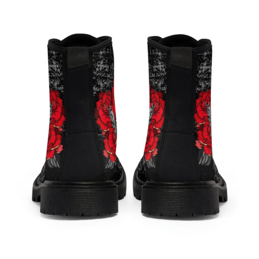 Dead Head Moth Over Roses Canvas Boots - Image 5