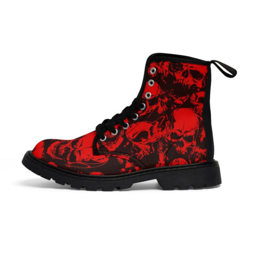 Red Grunge Skulls Canvas Boots - Image 2