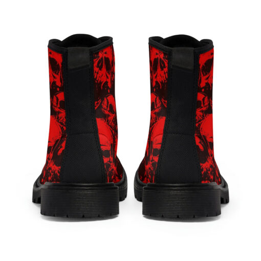 Red Grunge Skulls Canvas Boots - Image 5