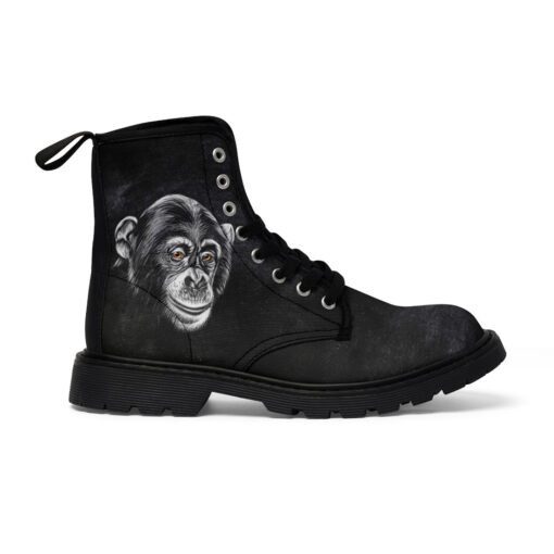 Chimpanzee Head Print Canvas Boots - Image 3