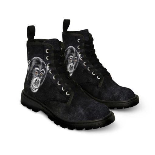 Chimpanzee Head Print Canvas Boots