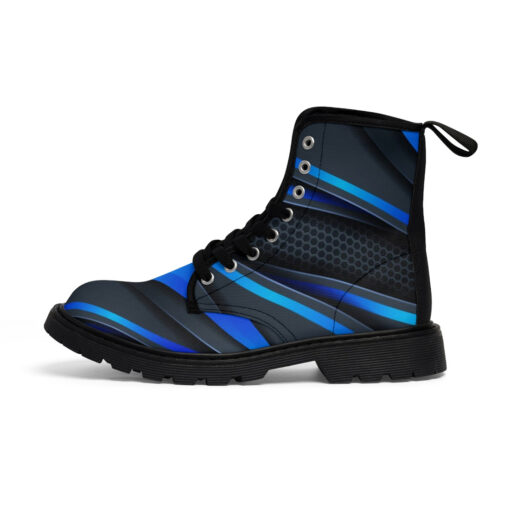 Blue Line Gradient Shapes Canvas Boots - Image 2