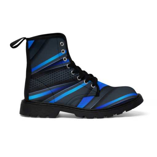 Blue Line Gradient Shapes Canvas Boots - Image 3