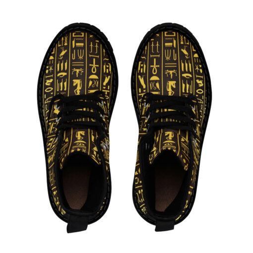 Ancient Egyptian Hieroglyphs Canvas Boots - Image 4