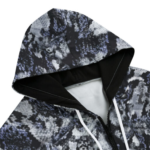 Snake Skin Texture Blue Zip Up Hoodie - Image 3