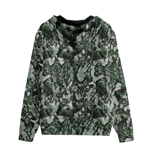 Snake Skin Texture Green Zip Up Hoodie - Image 2