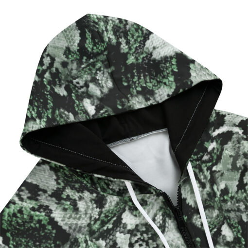 Snake Skin Texture Green Zip Up Hoodie - Image 3