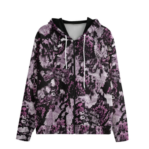 Snake Skin Texture Purple Zip Up Hoodie