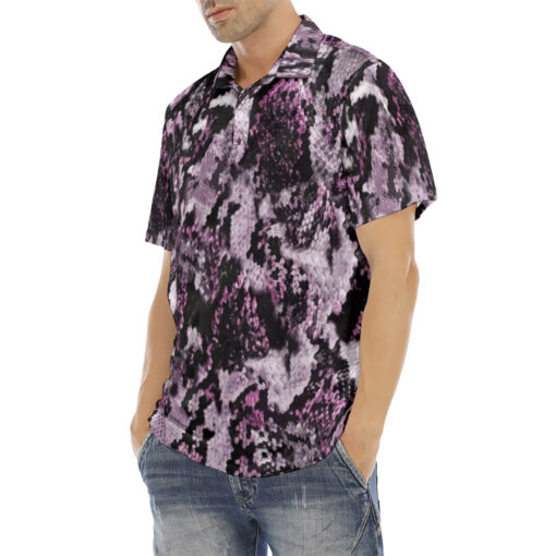 Snake Skin Texture Purple Velvet Polo Shirt